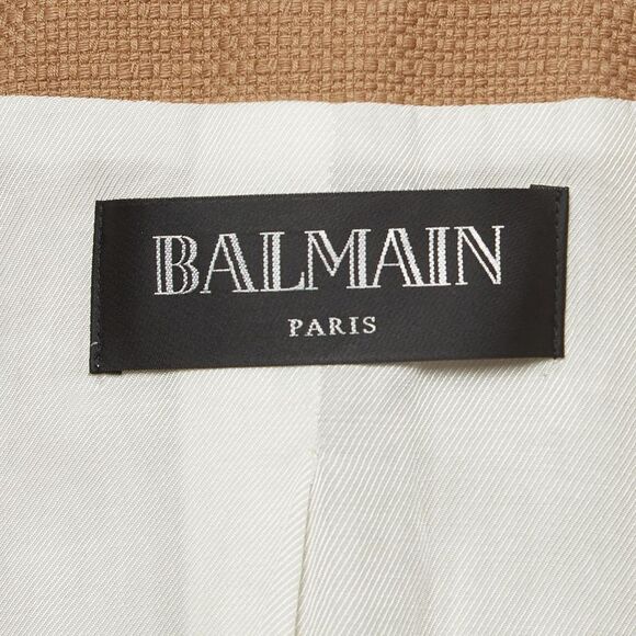 Balmain Beige Textured Cotton Double-Breasted Blazer M - Picture 4 of 4